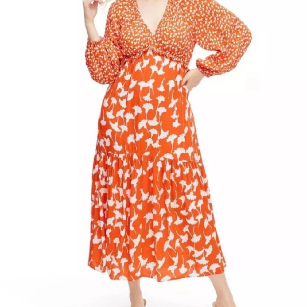 Diane Von Furstenburg for Target Orange and White Floral Maxi Dress